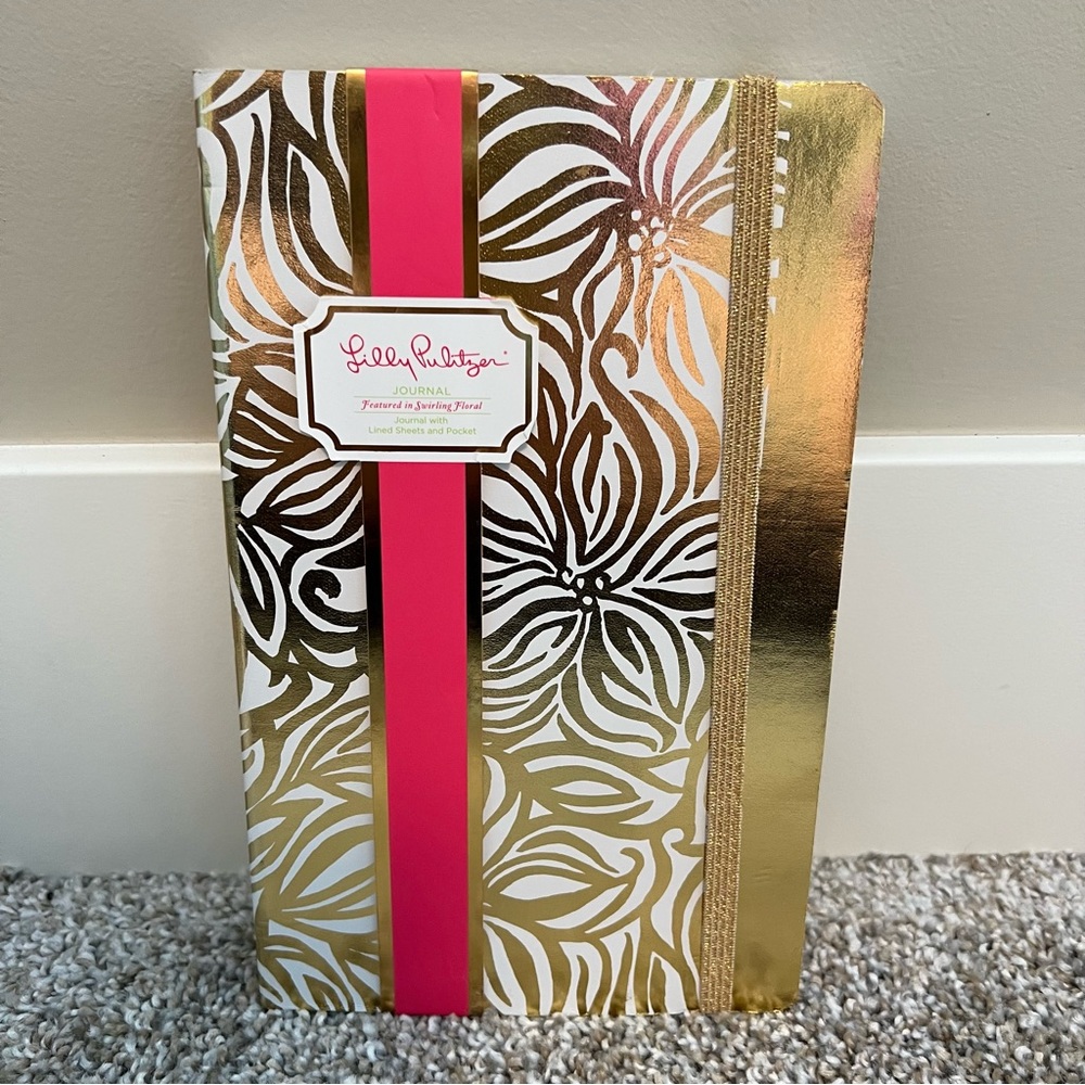 NWT Lilly Pulitzer Gold Journal in Swirling Floral